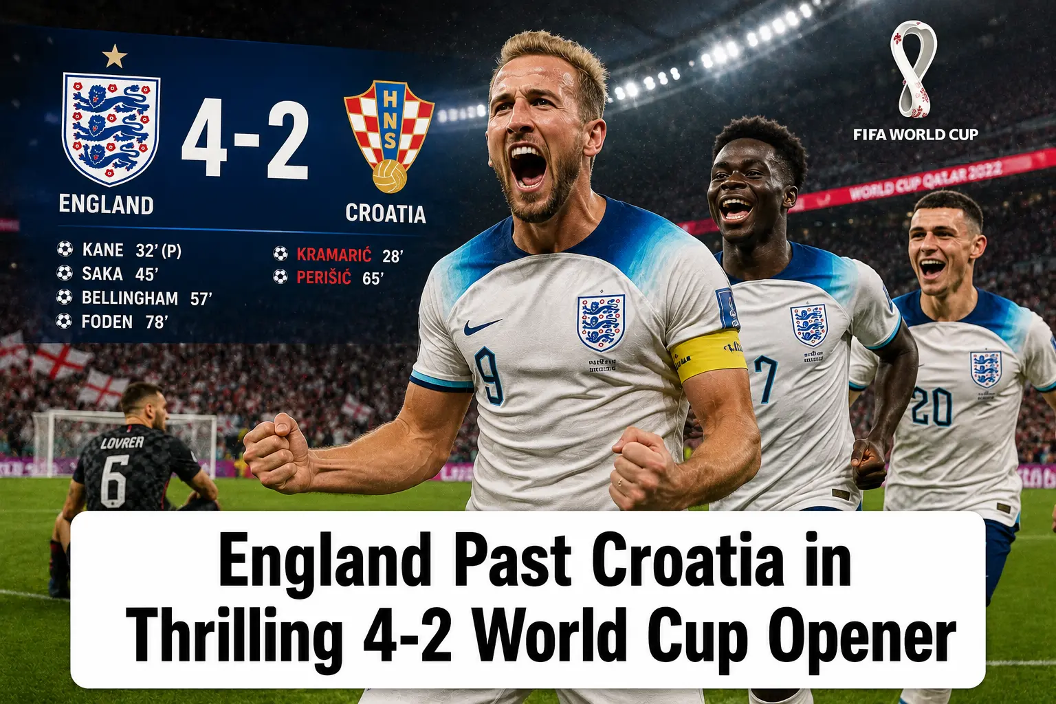 Harry Kane Double Powers England Past Croatia in Thrilling 4-2 World Cup Opener