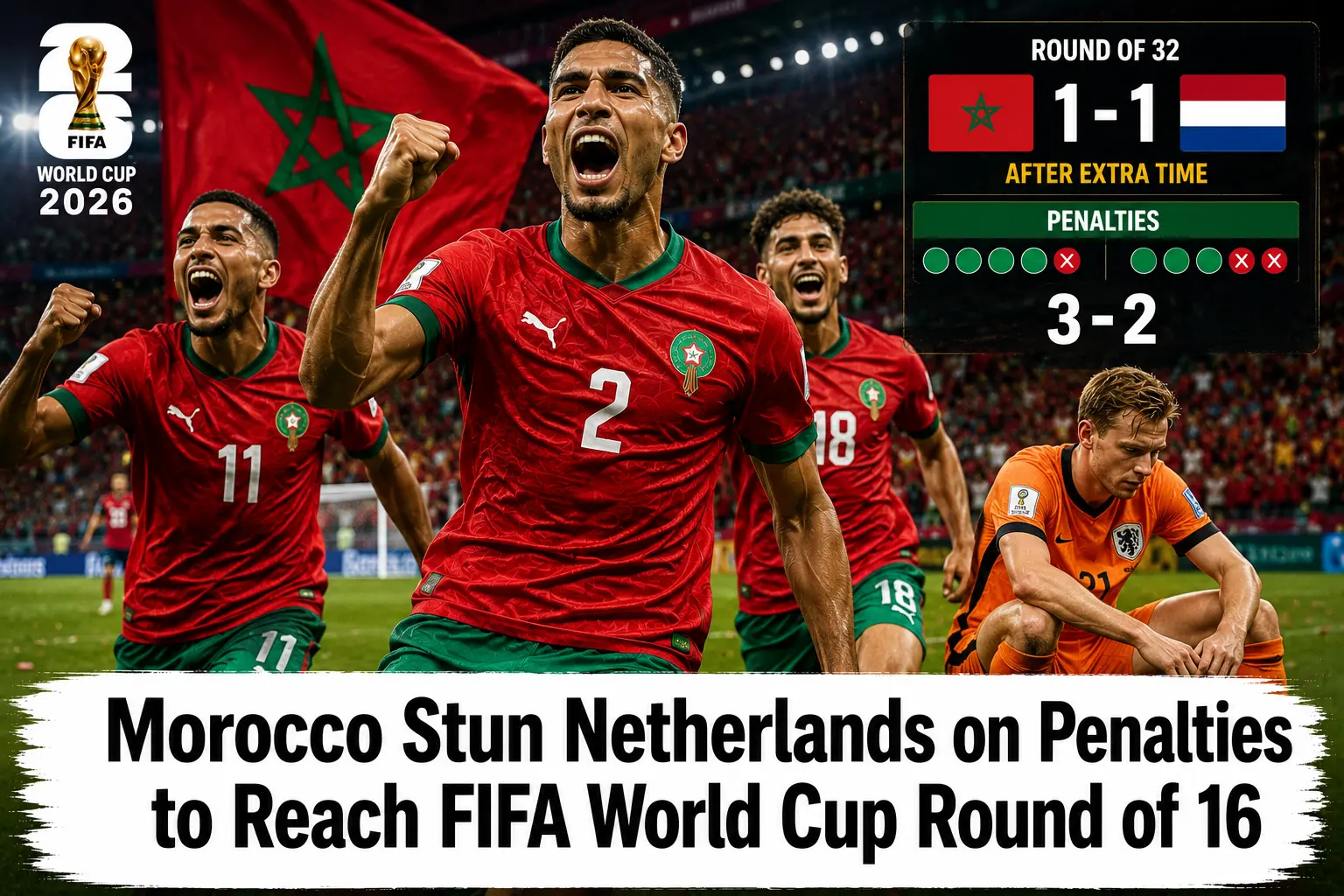 Morocco Stun Netherlands on Penalties to Reach FIFA World Cup Round of 16
