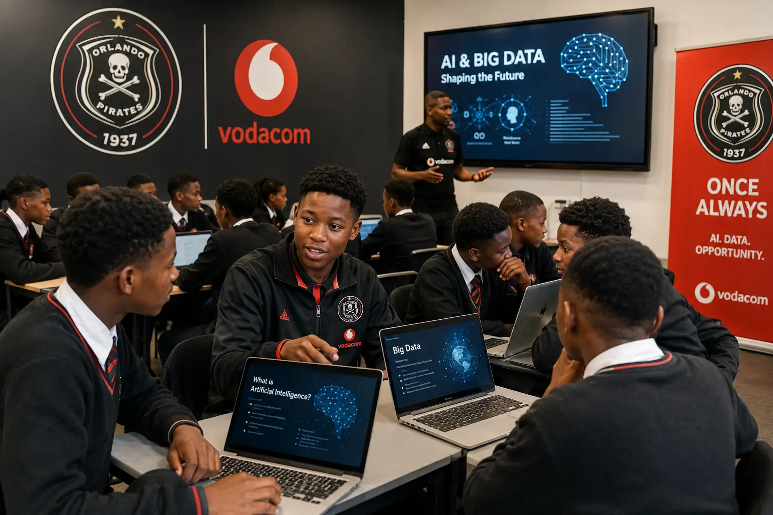 Orlando Pirates and Vodacom Bring AI and Big Data Lessons to Soweto Learners