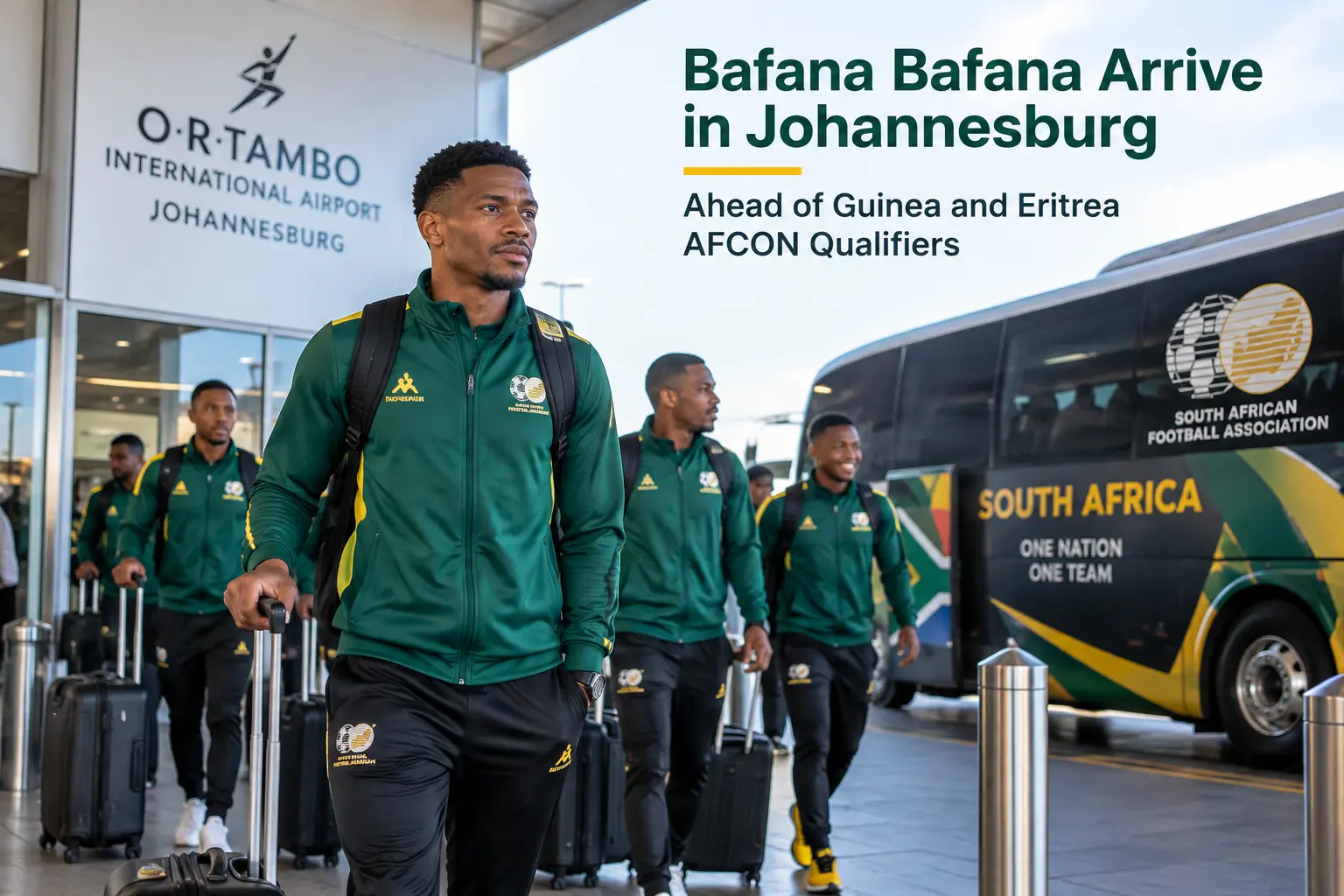 Bafana Bafana Arrive in Johannesburg Ahead of Guinea and Eritrea AFCON Qualifiers